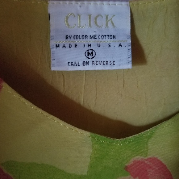 🌞 Floral Ruffle V-Neck Lined Dress in Yellow, Green & Pink Size Medium EUC - Picture 6 of 7